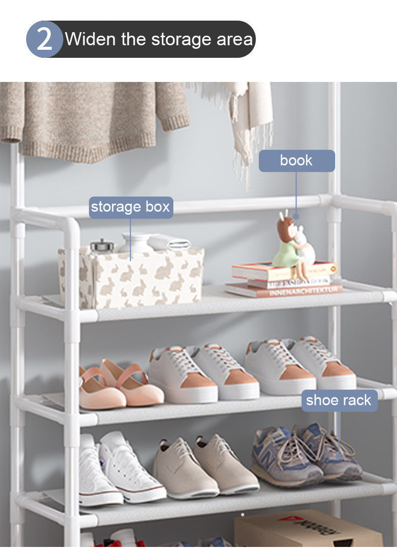 Bedroom Porch Vertical Shoe Rack With Bracket To Hang Bags And Hats Coat Rack Bag And Shoe Stand