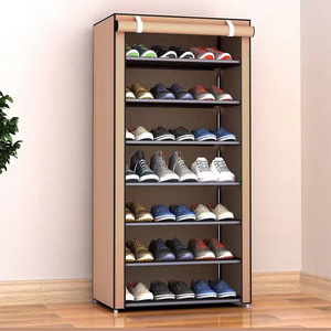 Portable fabric shoe rack organizer cabinet for store steel double layer shoes foldable matel shelf for home modern