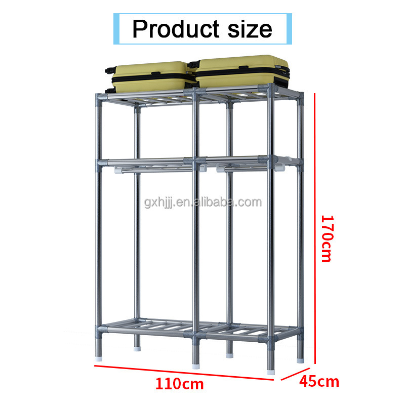 110Cm Cheap Portable Fabric Wardrobe Metal Structure Clothes Closet Heavy Duty Clothes Hanging Cabinet