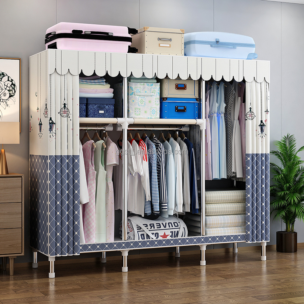 modern foldable fabric blue printed dresser storage tower collection bedroom furniture