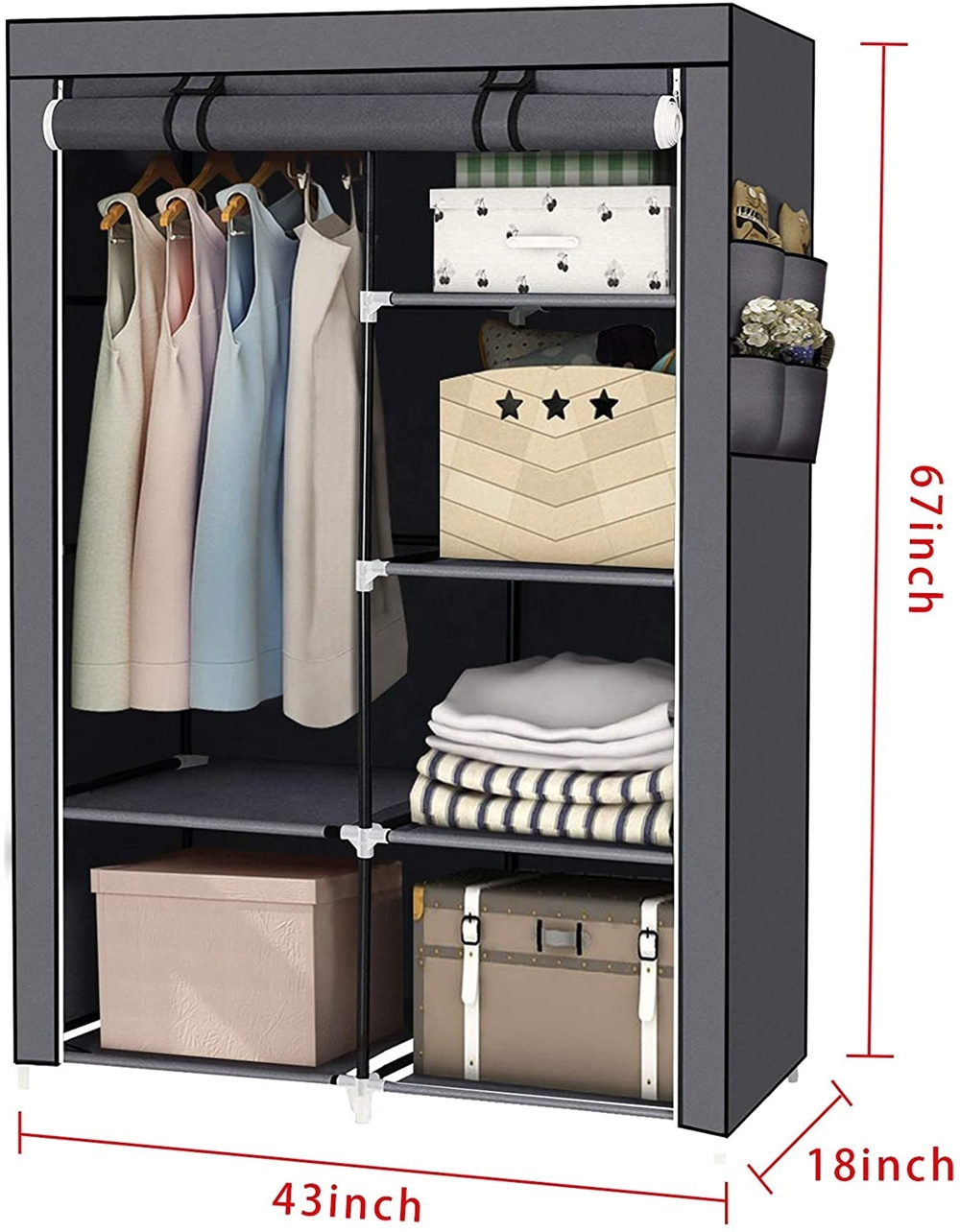 Simple Folding Closet Sliding Portable Cloth Cabinet Wardrobes