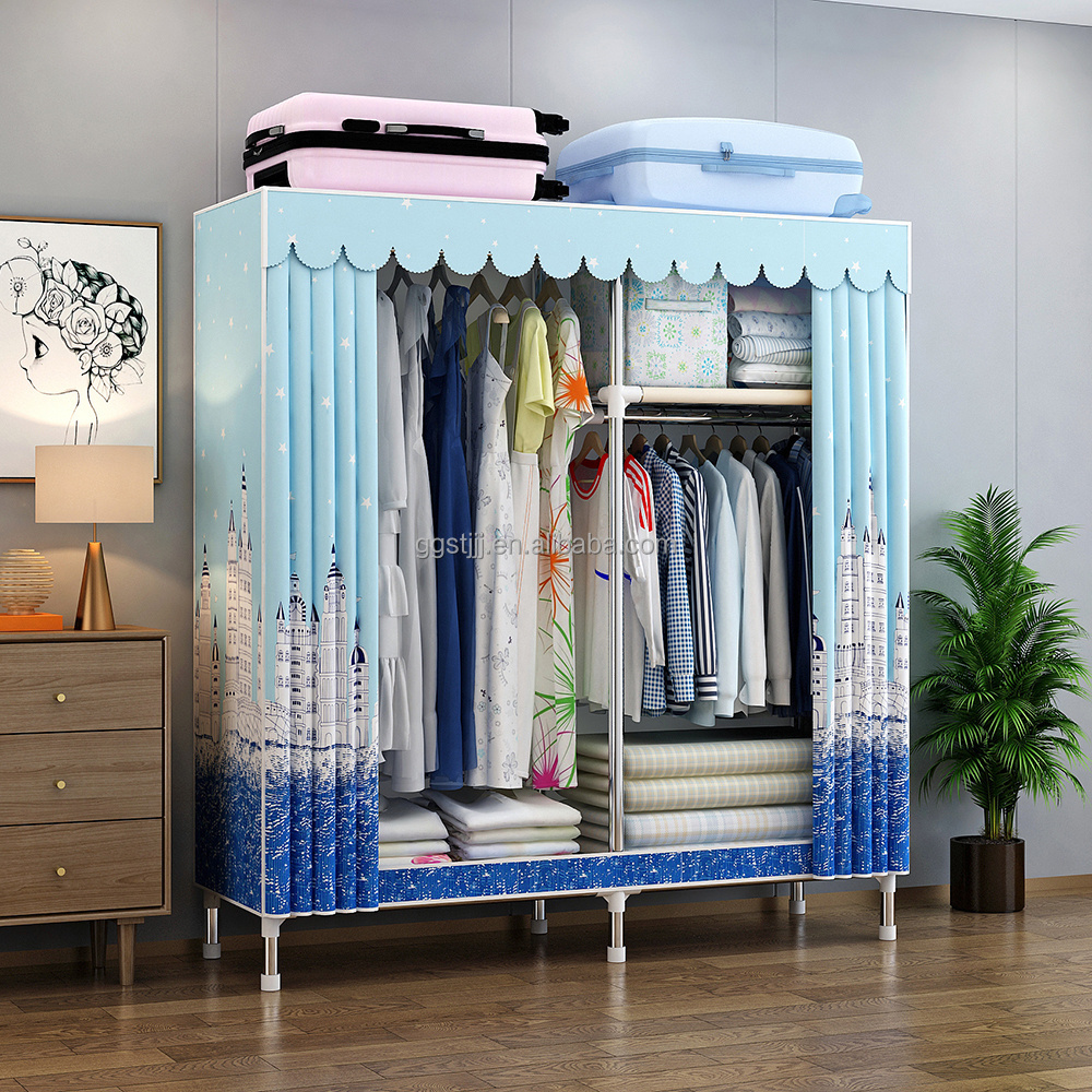 Promotional Hot Sale Huge Size Curtain Door Assemble Style Portable Closet Modern Bedroom Wardrobes