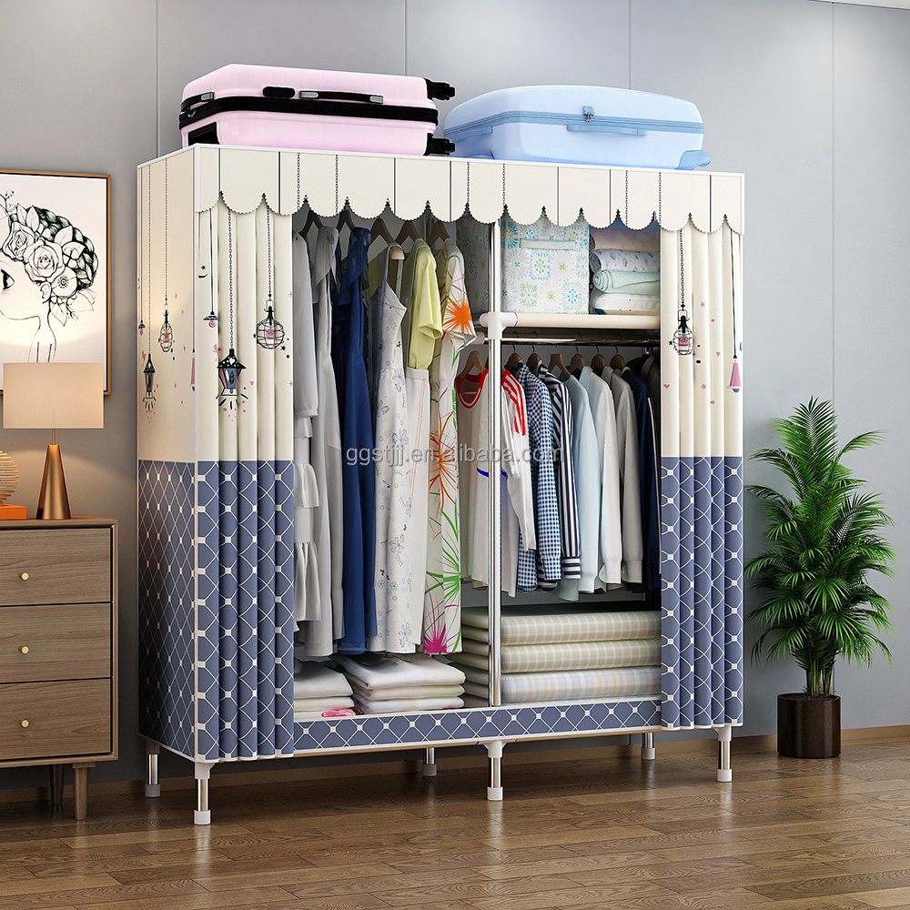 Promotional Hot Sale Huge Size Curtain Door Assemble Style Portable Closet Modern Bedroom Wardrobes