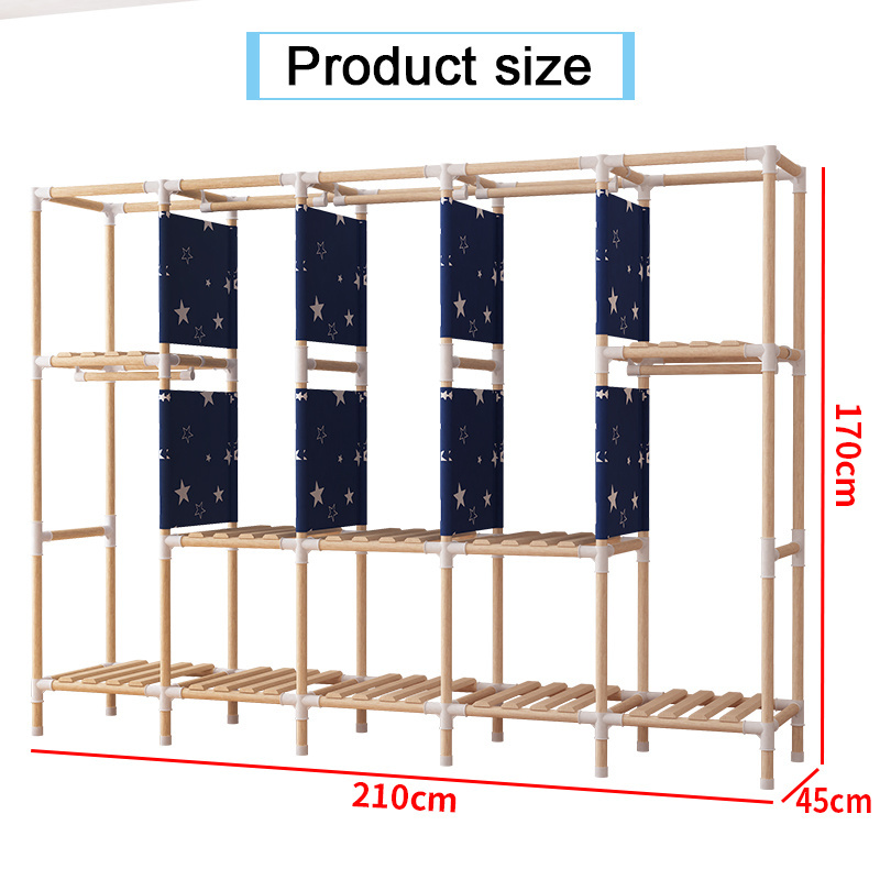 China factory low price removable modern simple closet solid wood assembled closet minimalist convenient cloth closet