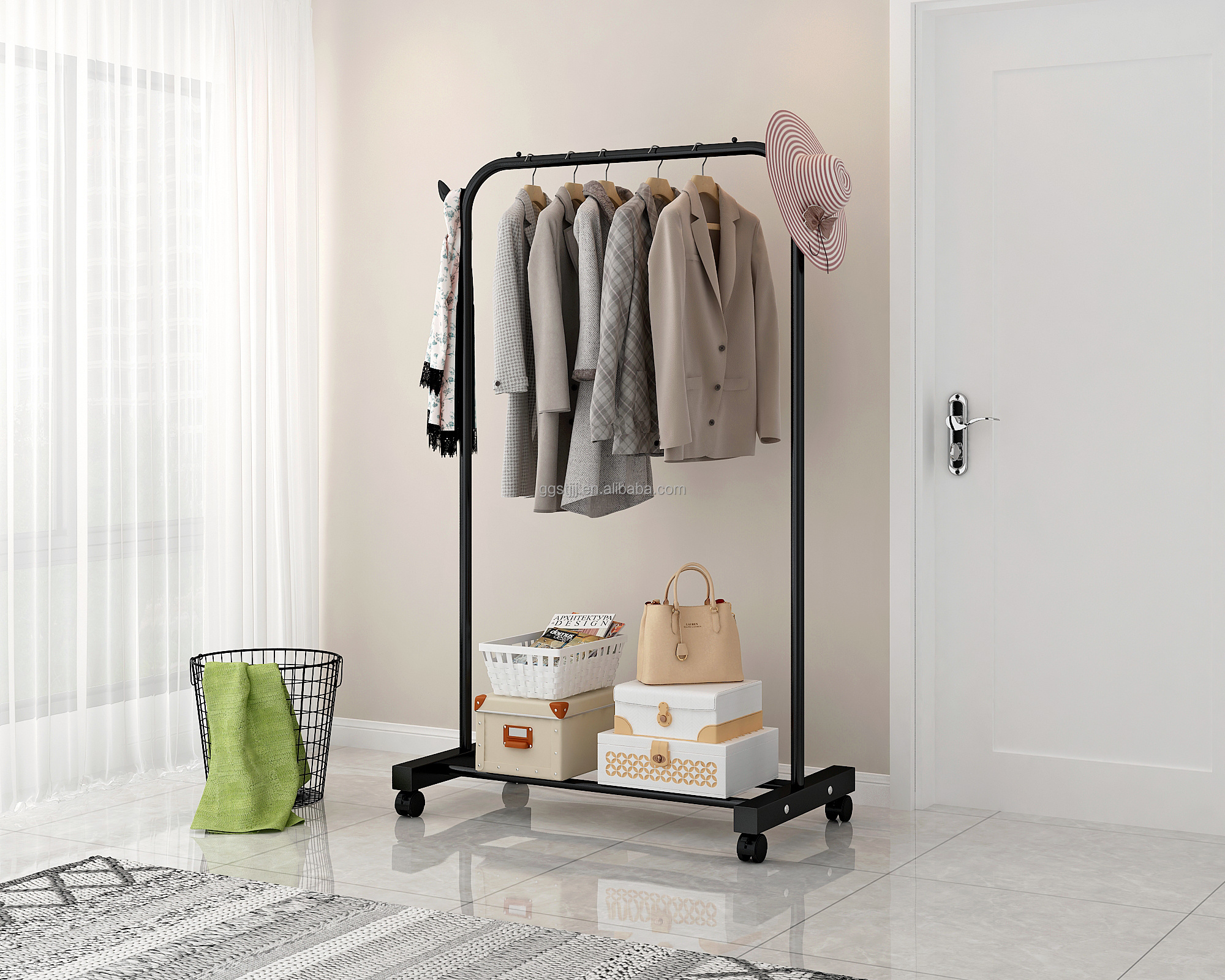 Entryway Metal Storage Garment Rack Clothing Organizer For Living Room / Bedroom clothing garment rack