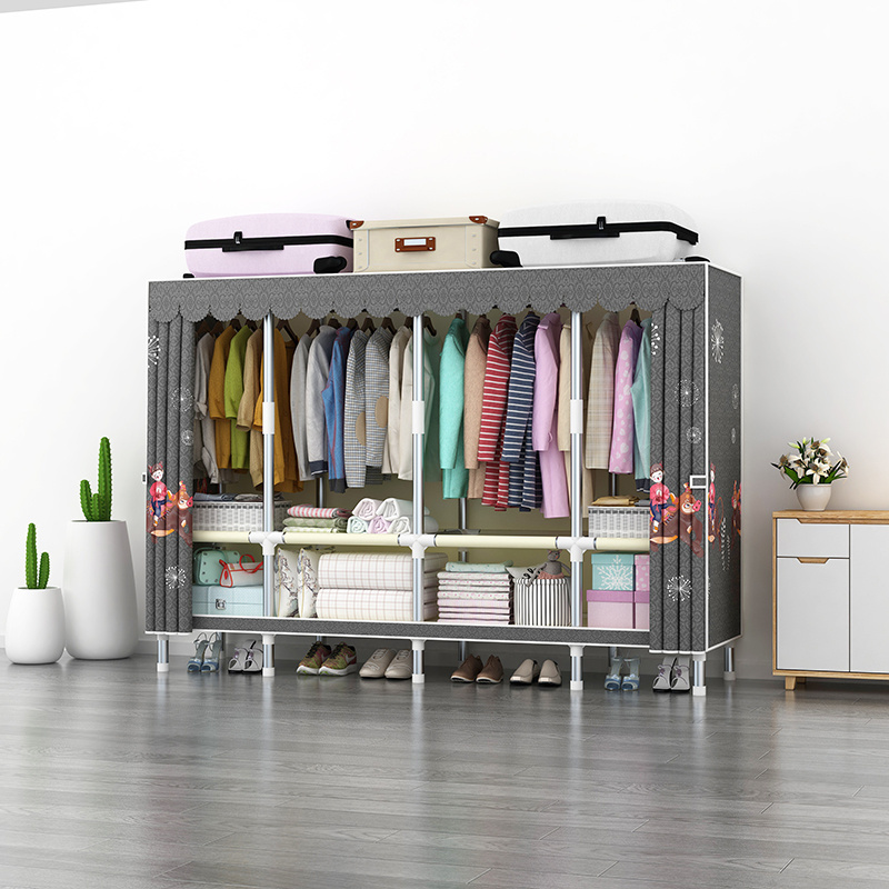 25Mm Tube Frame Portable Closet Heavy Duty Wardrobe Clothes Storage Organizer Armoire Fabric Covered Closet System