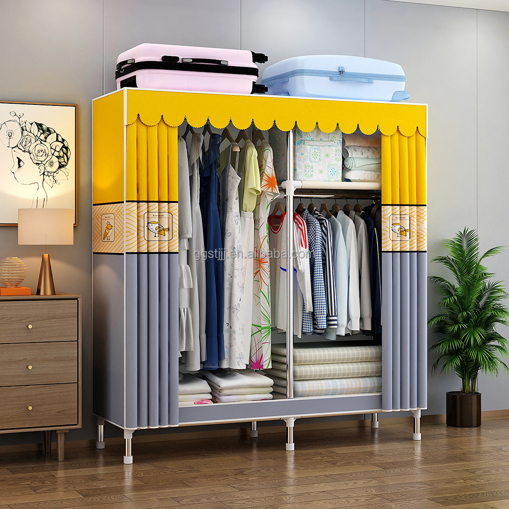 Promotional Hot Sale Huge Size Curtain Door Assemble Style Portable Closet Modern Bedroom Wardrobes