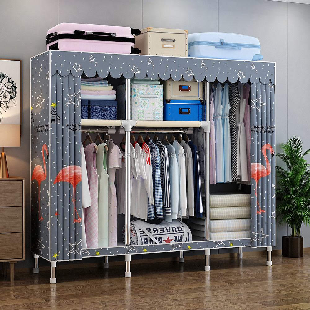 modern foldable fabric blue printed dresser storage tower collection bedroom furniture