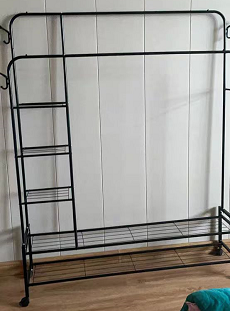 Garment Rack Double Shelves Portable Clothes Rail Stand Metal Multi Functional Clothes Rack Floor Racks