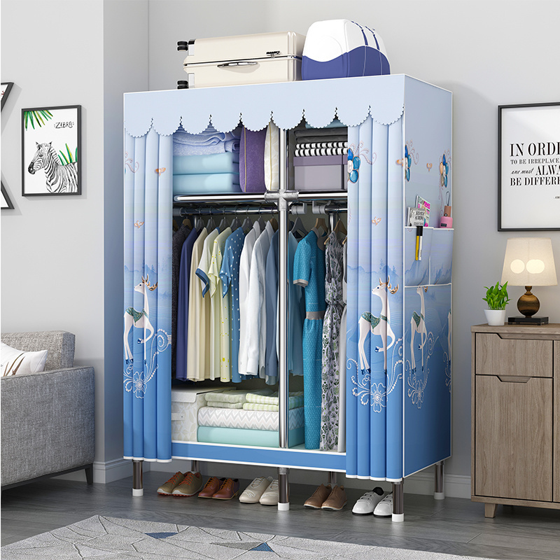 Heavy Duty Portable Wardrobe Sturdy Clothes Organizer Bedroom Closet Fabric Storage Cabinet Kids Wardrobe