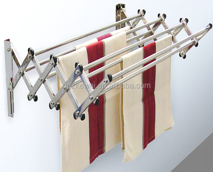 Adjustable Pull Up wall mount folding clothes drying towel dryer rack stainless steel bathroom towel rack