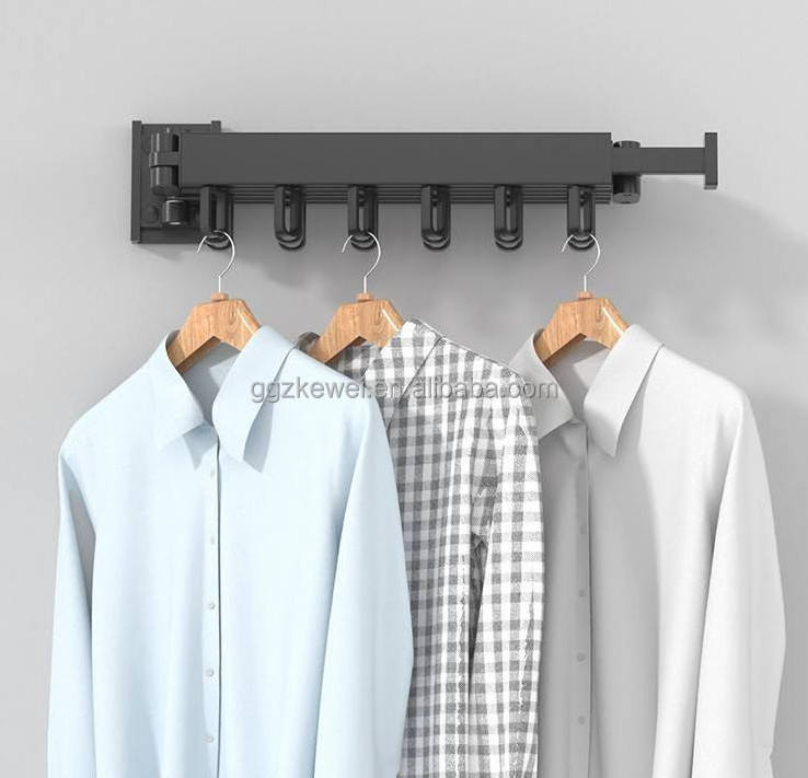 Wall Mounted Clothesline Laundry Hangers Racks Folding Clothes Hanger Retractable Aluminum Cloth Drying Rack