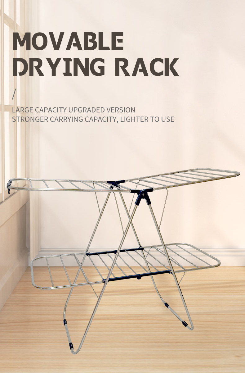 Clothes rack flooring household stainless steel balcony drying rack multifunctional folding indoor and outdoor drying racks