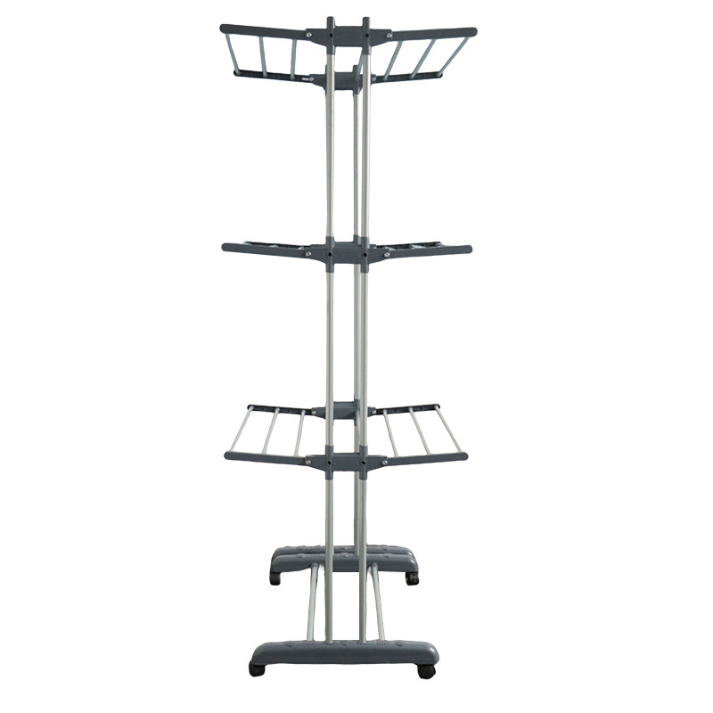 Floor-standing three-tier towel rack foldable balcony drying rack clothes multifunctional wing outdoor drying rack customized