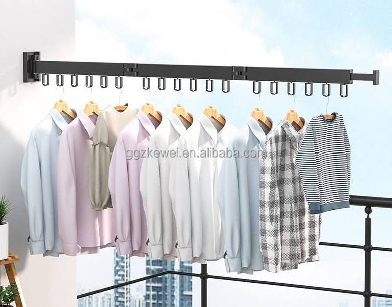 ALT-VP3-3 Space Aluminium Alloy 3 Tier Wall Mounted Stand Clothes Rack Laundry Foldable Ceiling Hanging Clothes Drying Rack