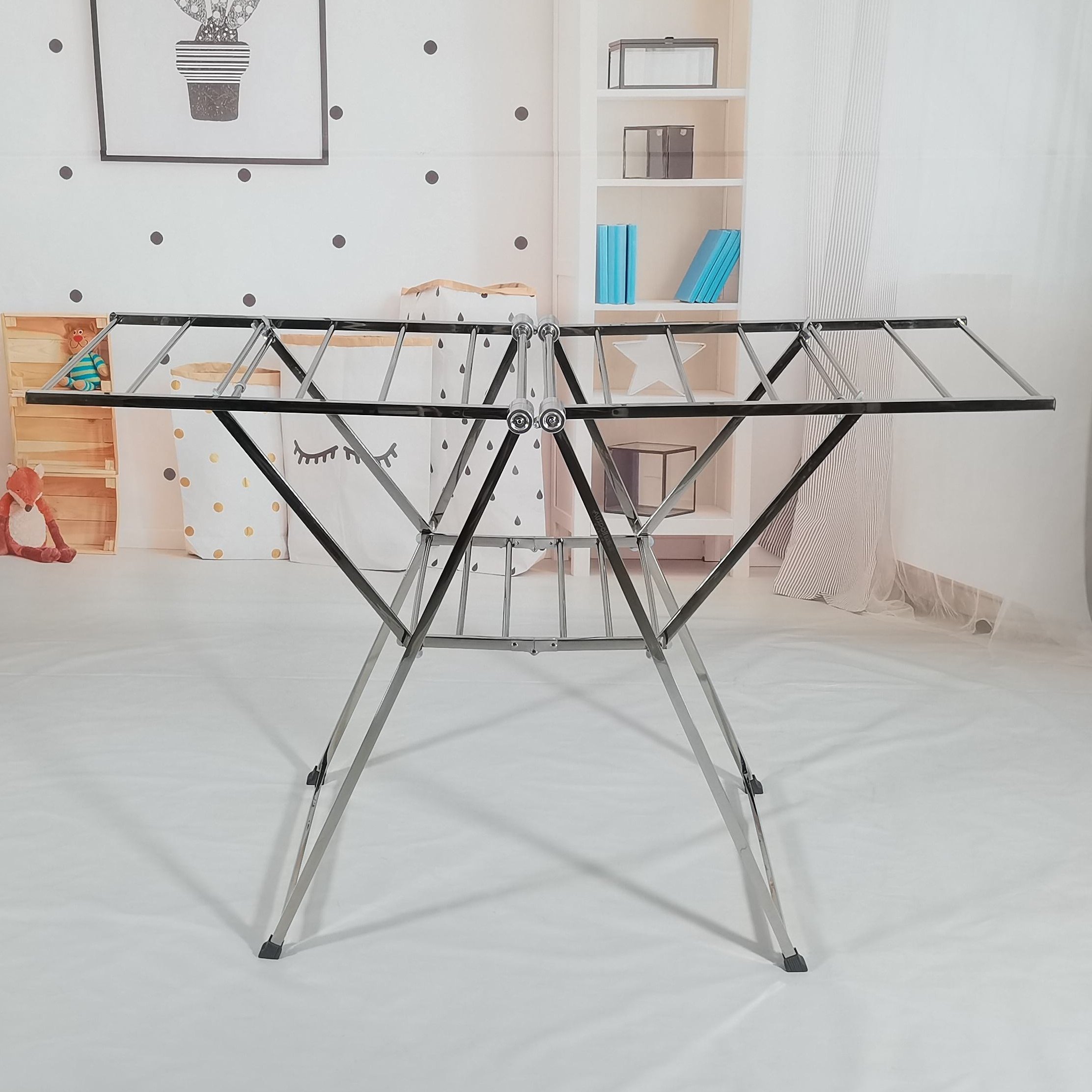 Floor Folding Indoor Stainless Steel Cool Baby Clothes Rack Simple Clothes Drying Rack Drying Rack