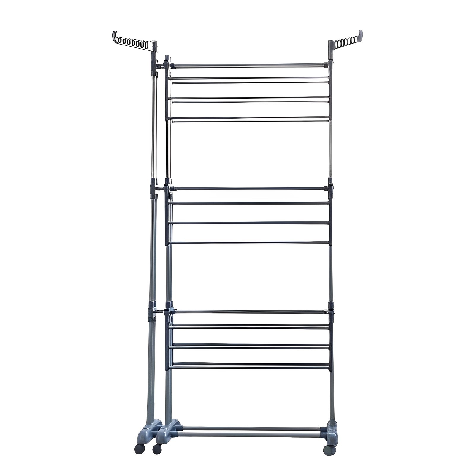 Factory Stand Type Garment Double Pole Telescopic Clothes Metal Coat Display Drying Rack