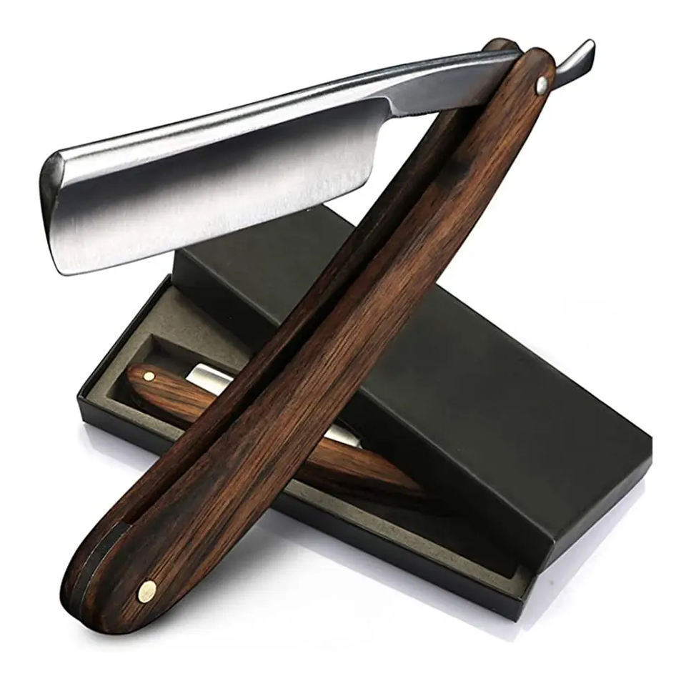 Private Logo Folding Handle Straight Japanese Style Men Shaving Razor / Wholesale Supplies Stainless Steel Barber Razors