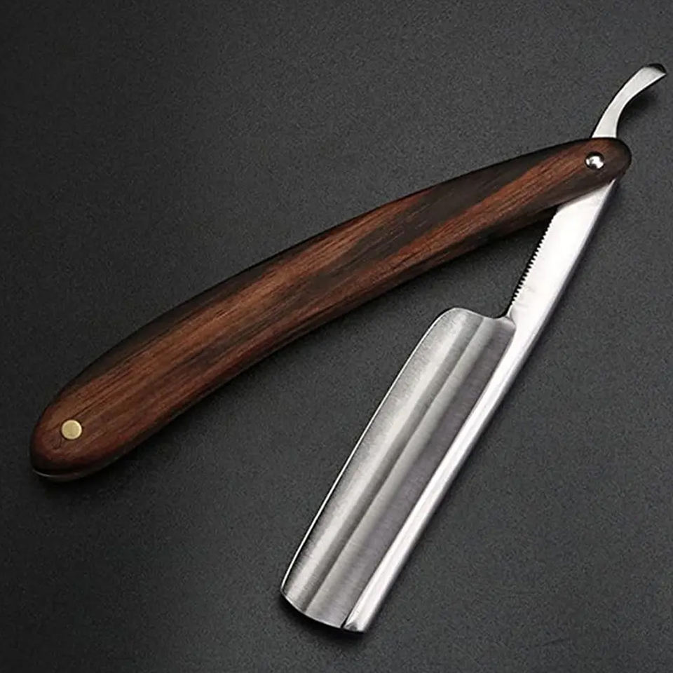 Private Logo Folding Handle Straight Japanese Style Men Shaving Razor / Wholesale Supplies Stainless Steel Barber Razors