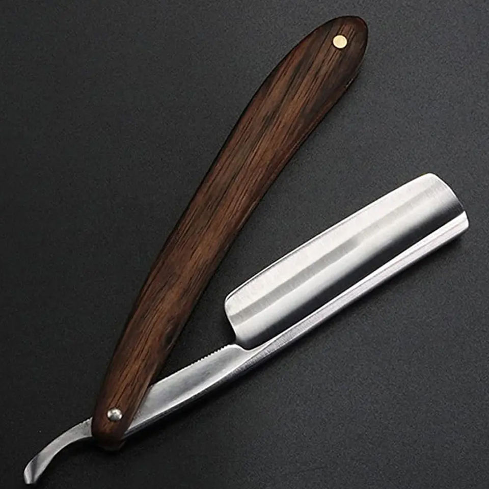 Private Logo Folding Handle Straight Japanese Style Men Shaving Razor / Wholesale Supplies Stainless Steel Barber Razors