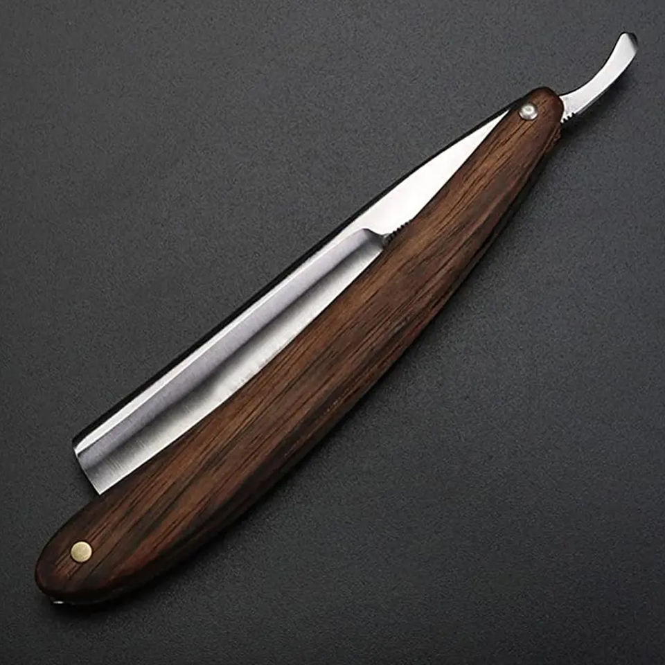 Private Logo Folding Handle Straight Japanese Style Men Shaving Razor / Wholesale Supplies Stainless Steel Barber Razors