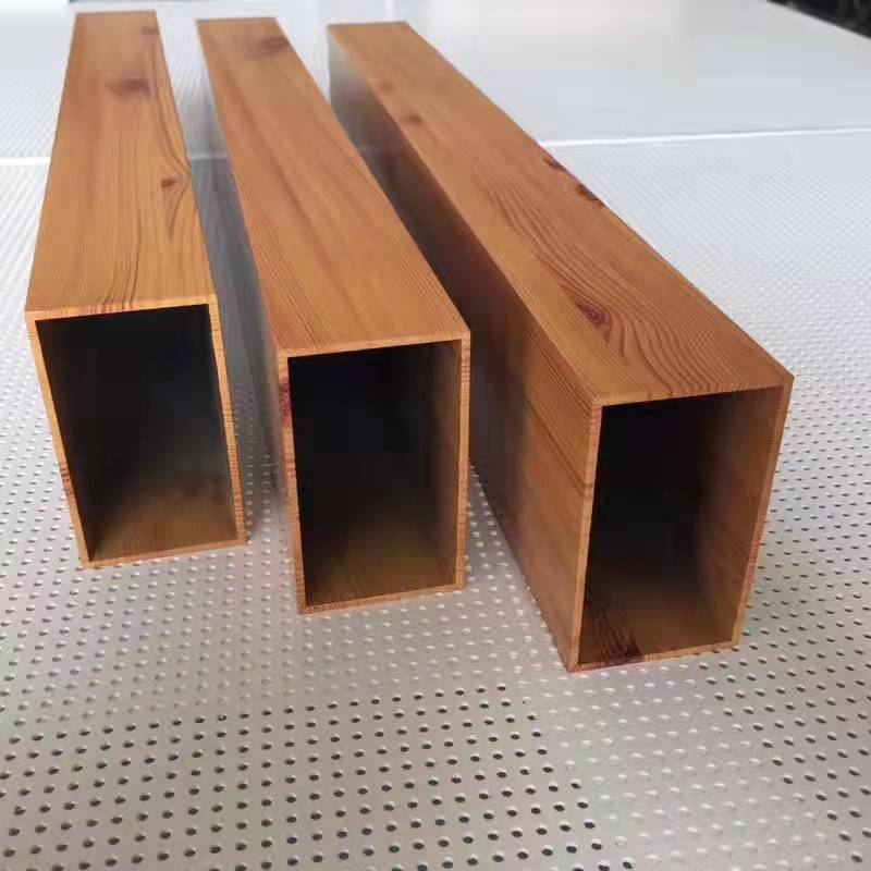 Customized Wood Grain Aluminum Square Pipe Tubes For Decoration