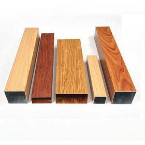 Customized Wood Grain Aluminum Square Pipe Tubes For Decoration