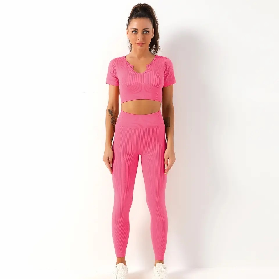 GAF Wholesale Logo Custom 2 Piece wear Sets Sport Clothes Running Women Yoga Clothing High Waisted Workout Leggings Yoga Set