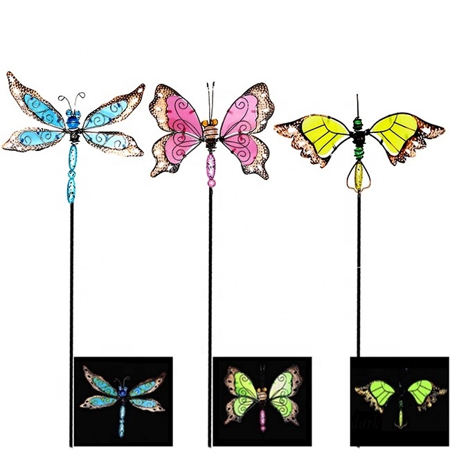 Metal Garden Ornament Butterfly 3pcs per set Glow In The Dark Metal Garden Stakes