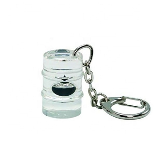 Custom Clear Resin Oil Drop Barrel Keychain With Logo Factory