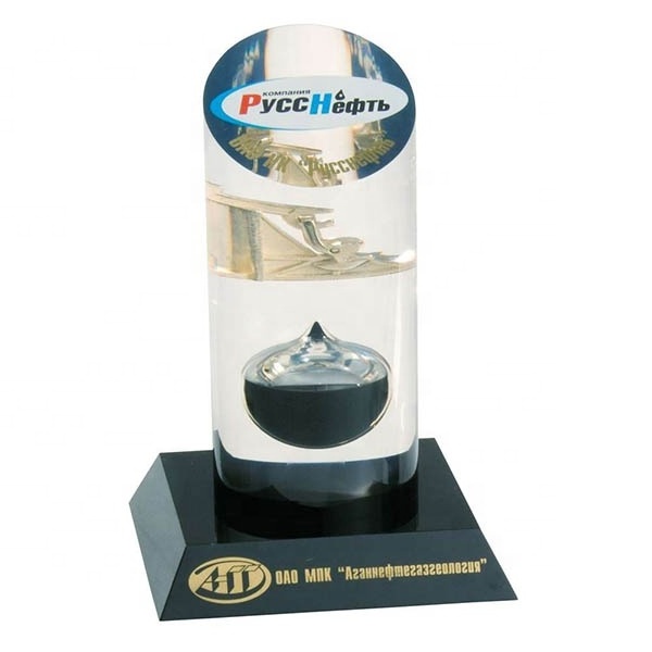 Custom Office Souvenir Gift Acrylic Trophy With Oil Inside