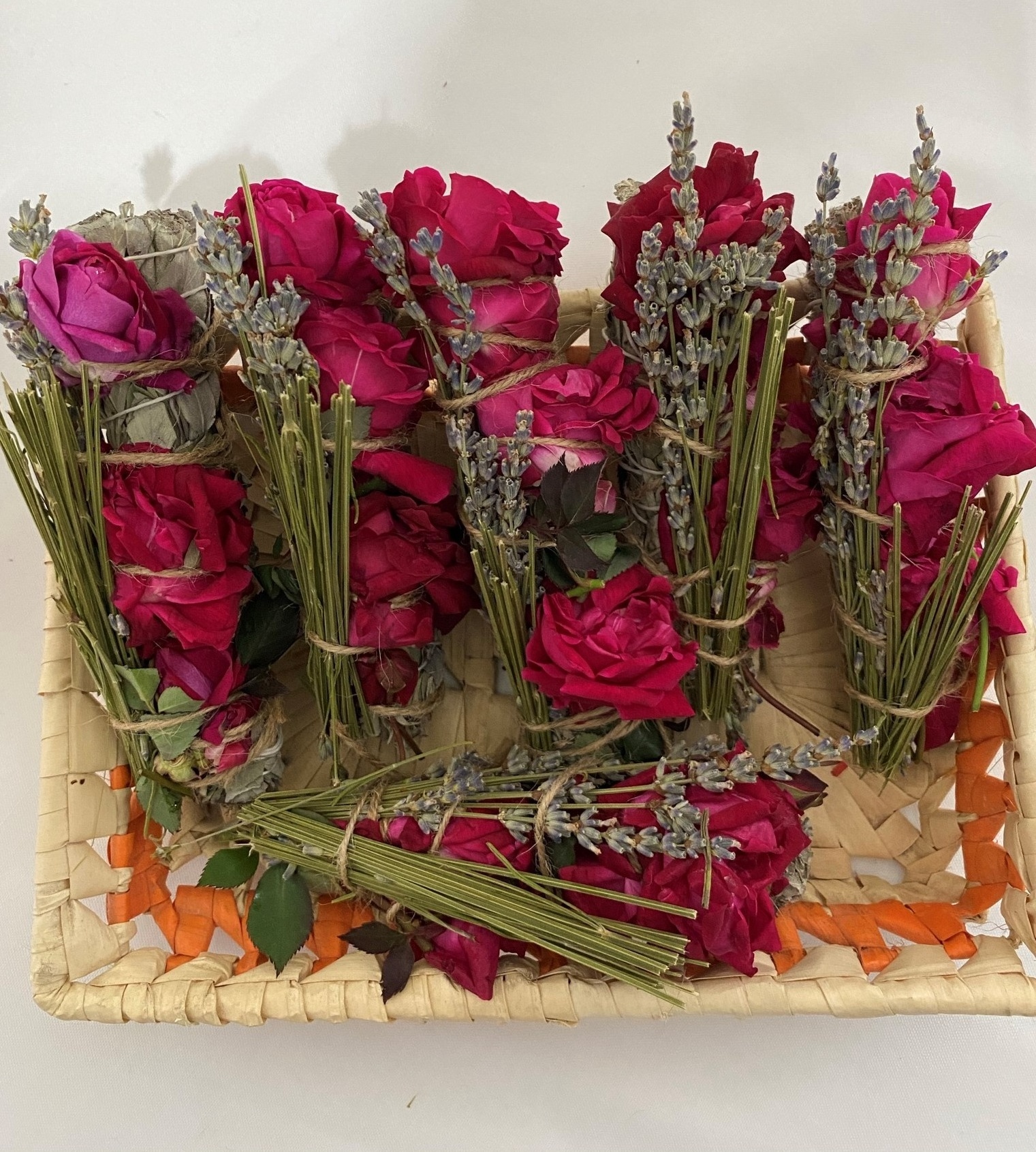 Sage stick with rose buds whosale sage sticks with petals 6 inches smudging for cleansing