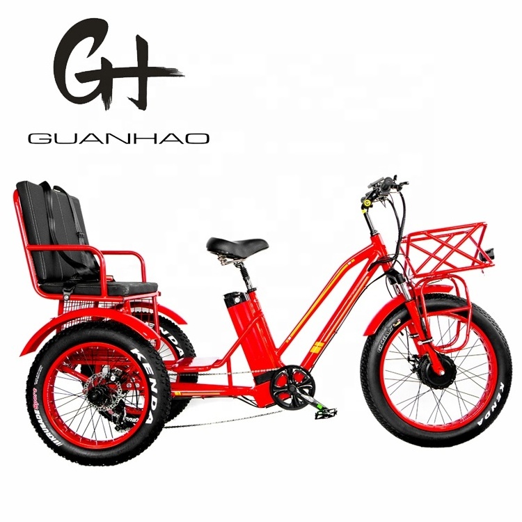 24-20inch 750W 8FUN front motor 48V21AH Battery CE pedicab trishaw becak electric tricycles 3 wheels fat tire electric rickshaw