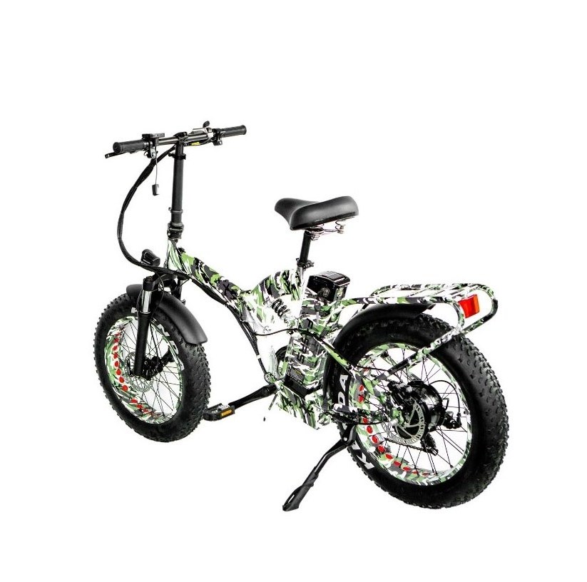 48V*21AH  20 inch full suspension Camouflage color 1000W FOLDING FAT TIRE ELECTRIC BIKE with rear rack