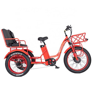 24" snow 4.0 big fat tire rickshaw 48V 1000W 50KM/H 3 wheels adult Step-Through two seats OEM cargo Passenger electric tricycle