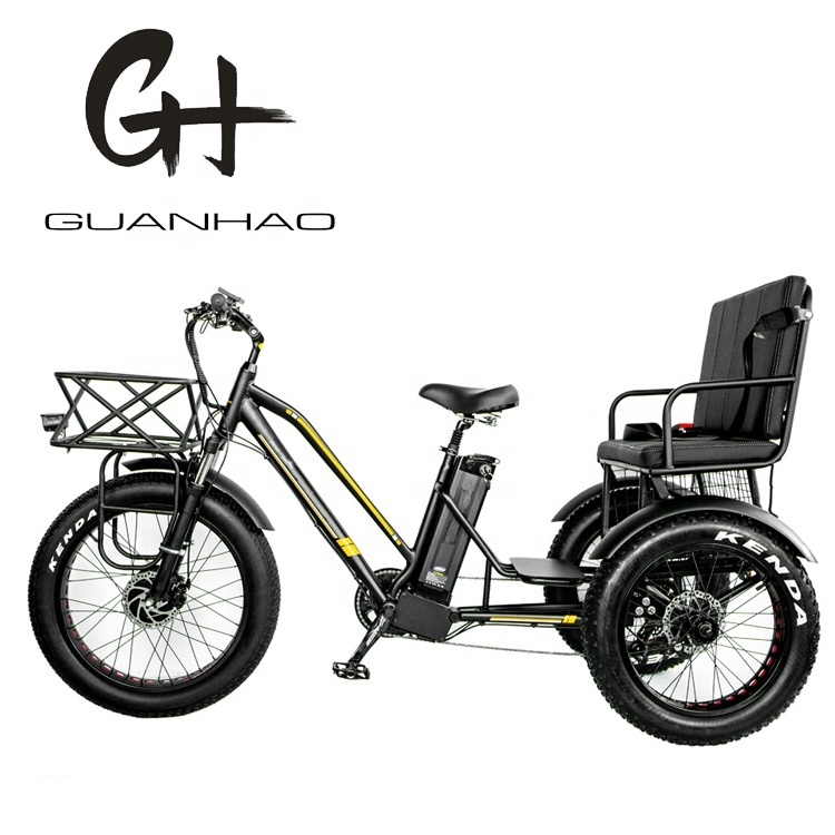 24-20inch 750W 8FUN front motor 48V21AH Battery CE pedicab trishaw becak electric tricycles 3 wheels fat tire electric rickshaw