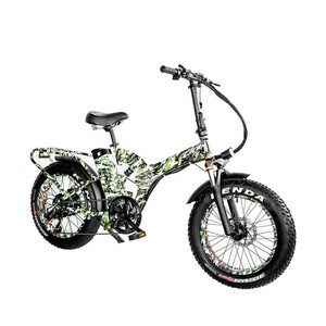 48V*21AH  20 inch full suspension Camouflage color 1000W FOLDING FAT TIRE ELECTRIC BIKE with rear rack