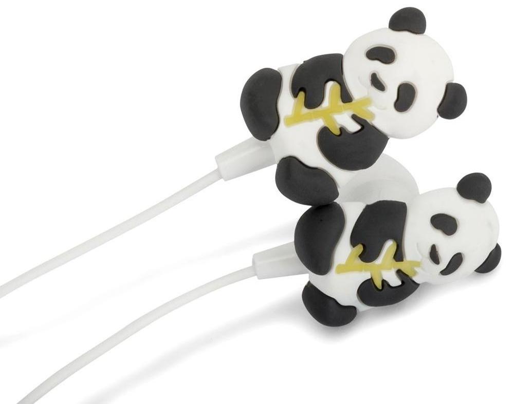 Free sample custom gift box cute cartoon panda mobile phone earphones wired headphone with mic