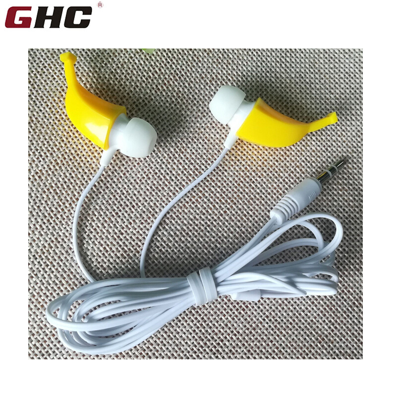 Cartoon banana earphones with 3D PVC banana design high quality earphone