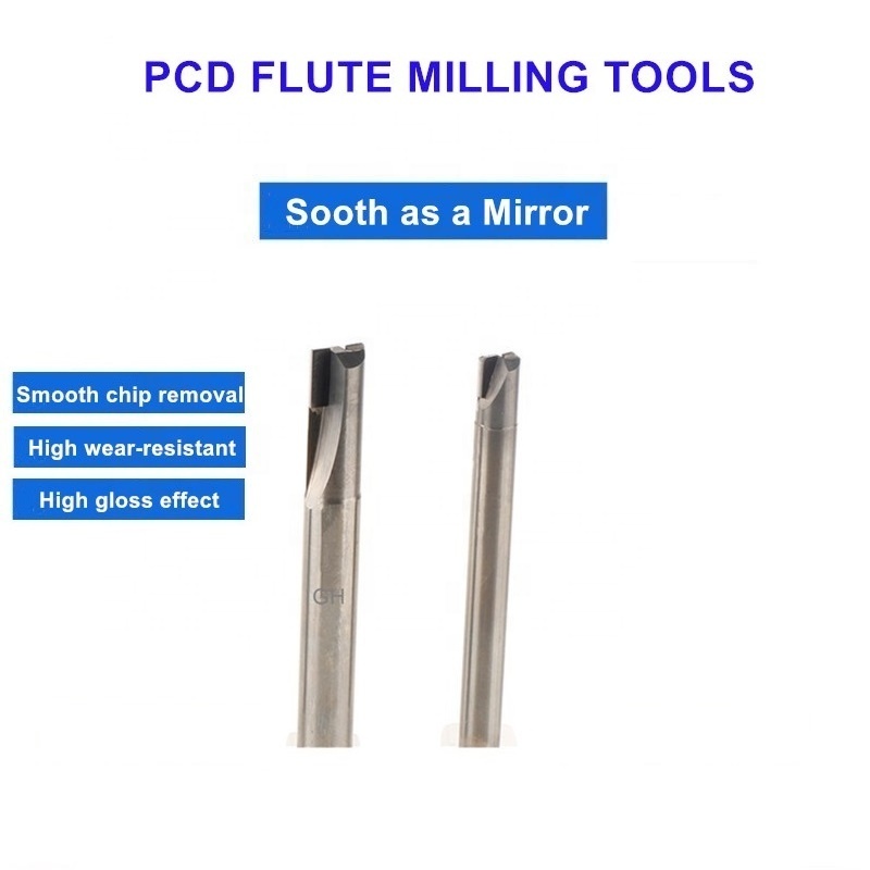 Diamond PCD 2 Flute Polishing Milling Tool CNC Diamond end mill for Graphite carbon Fiber ceramic