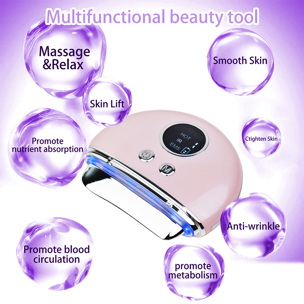 Anti Wrinkle Facial Lifting Tool Face Nece Lift Device Electric Gua Sha Face Massager Face Neck Body Heat EMS Facial Massager