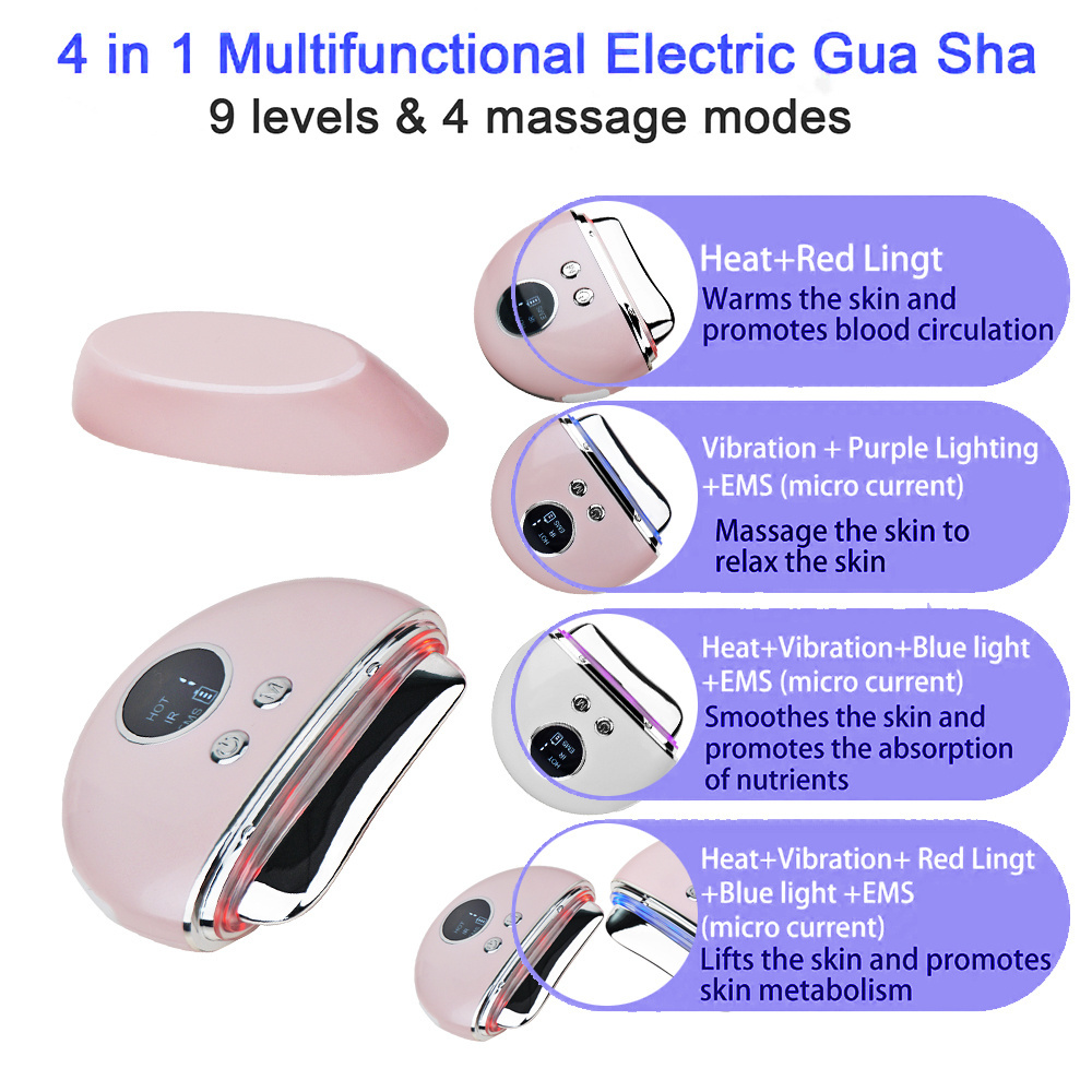 Anti Wrinkle Facial Lifting Tool Face Nece Lift Device Electric Gua Sha Face Massager Face Neck Body Heat EMS Facial Massager