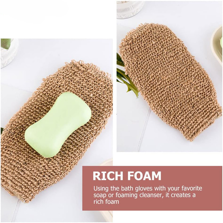 100% Natural Exfoliating Sisal Fiber Bath Glove Mitts Mitten Bath Scrubber Remove Dead Skin Exfoliating Gloves