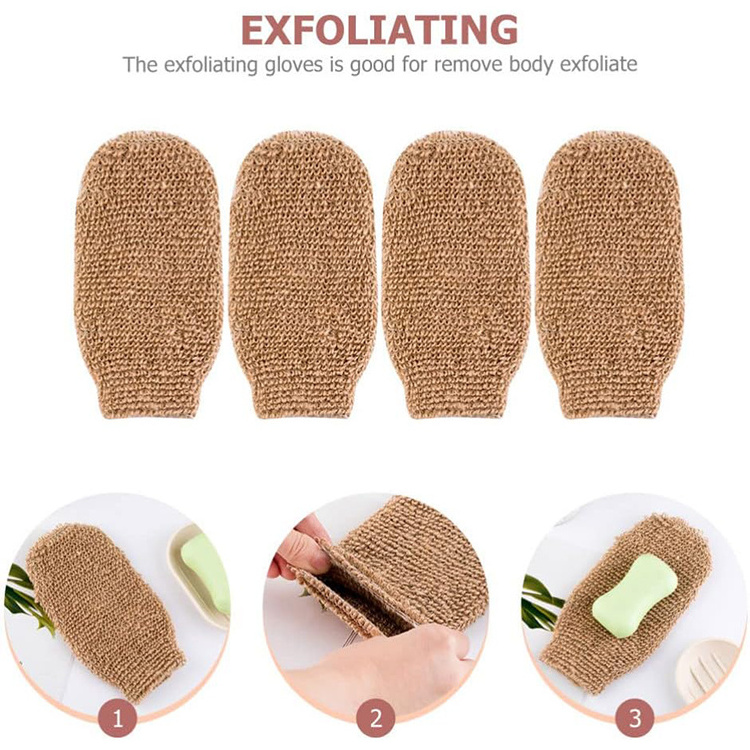 100% Natural Exfoliating Sisal Fiber Bath Glove Mitts Mitten Bath Scrubber Remove Dead Skin Exfoliating Gloves