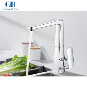 Commercial Sink Mixer Taps Deck Mounted Faucet Brass Main Body Zinc Alloy Handle Kitchen Faucet