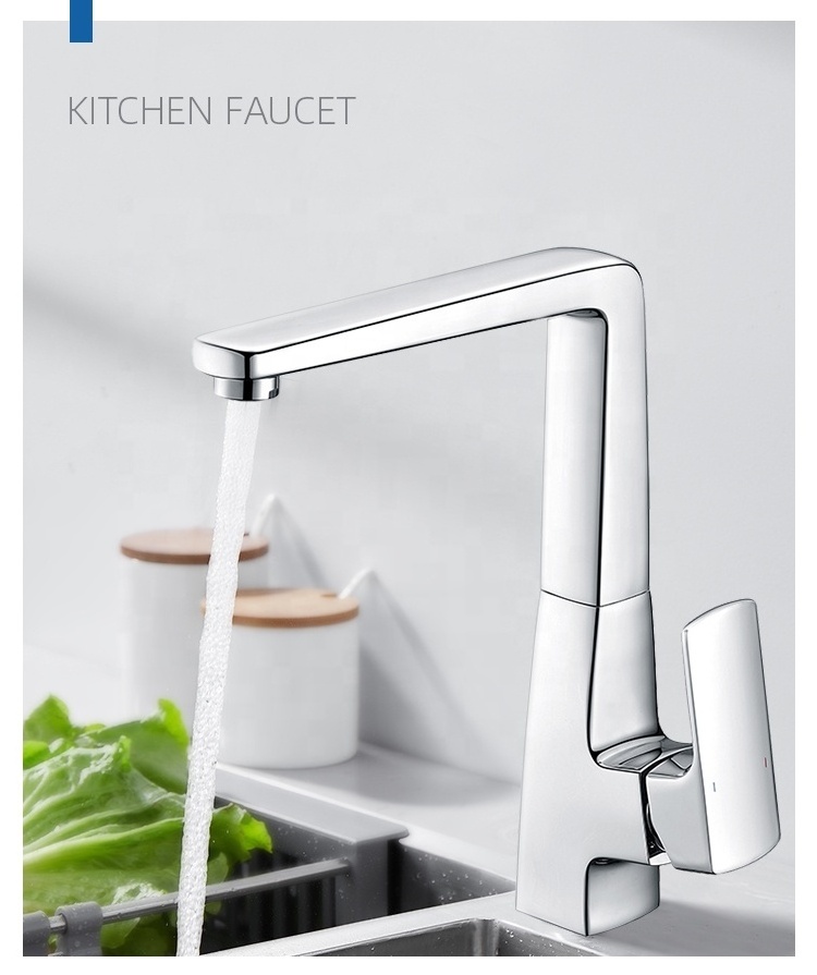 Commercial Sink Mixer Taps Deck Mounted Faucet Brass Main Body Zinc Alloy Handle Kitchen Faucet