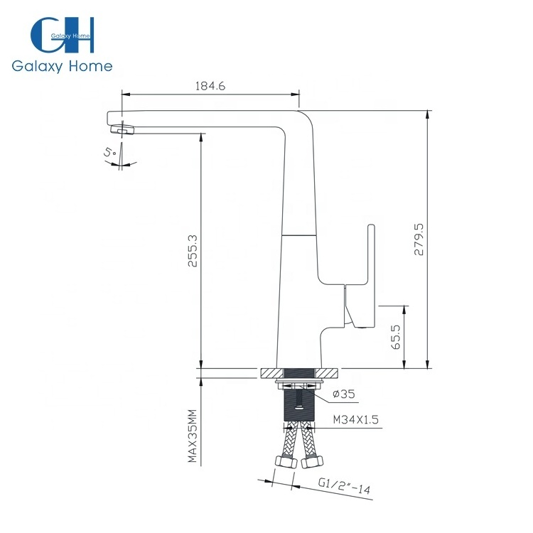 Commercial Sink Mixer Taps Deck Mounted Faucet Brass Main Body Zinc Alloy Handle Kitchen Faucet