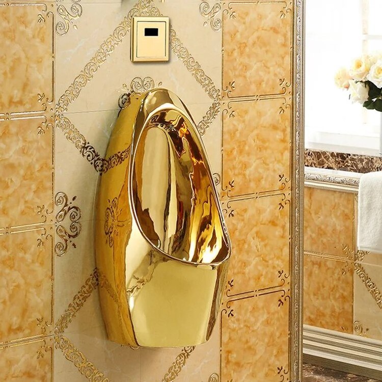 Luxury Stainless Steel Wall-Mounted Urinal with Portable Design Golden Finish