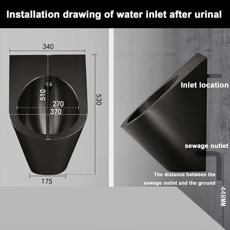 Custom OEM Gold Wall-Mounted Male Waterless Sensor Urinal for Bathroom Stainless Steel Men's Toilet