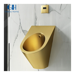 Custom OEM Gold Wall-Mounted Male Waterless Sensor Urinal for Bathroom Stainless Steel Men's Toilet